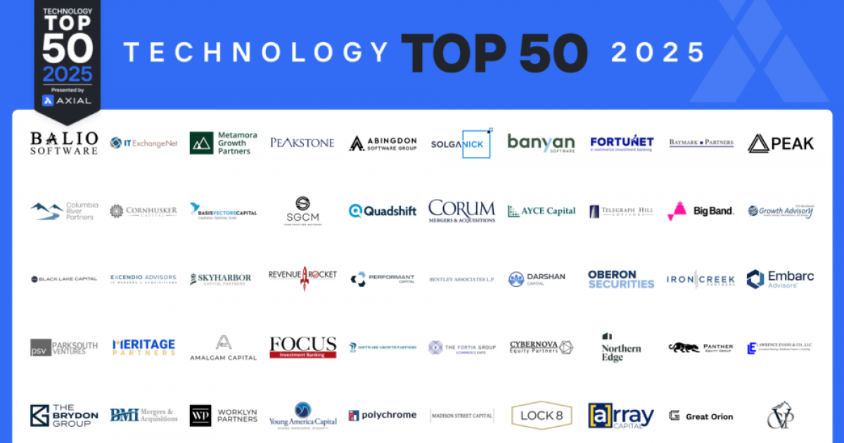 Axial The Top 50 Lower Middle Market Technology Investors & M&A Advisors 2025