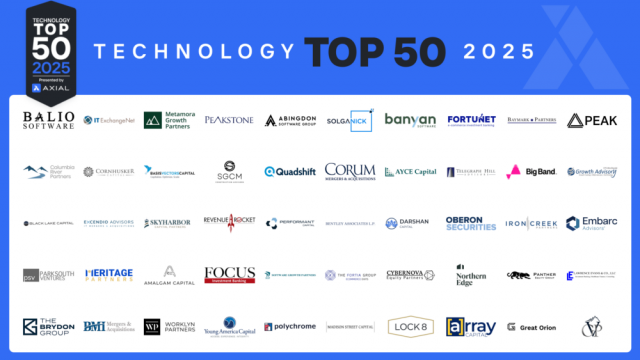 Axial The Top 50 Lower Middle Market Technology Investors & M&A Advisors 2025